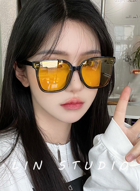 2023新款潮ins黄色网红墨镜女方形大框显瘦防紫外线简约太阳眼镜