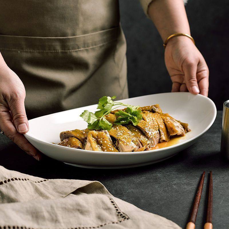 深鱼盘家用蒸鱼碟大盘子碗轻奢网红感餐具耐高温菜盘,餐饮具,盘,淘宝优惠券,粉丝福利购,淘宝优惠卷