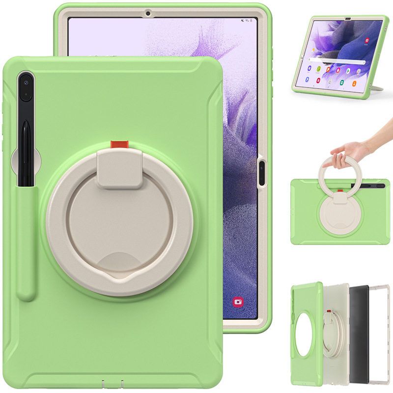 适用三星Tab S7 S8硅胶防摔平板套PC手环旋转支架S7Plus保护壳