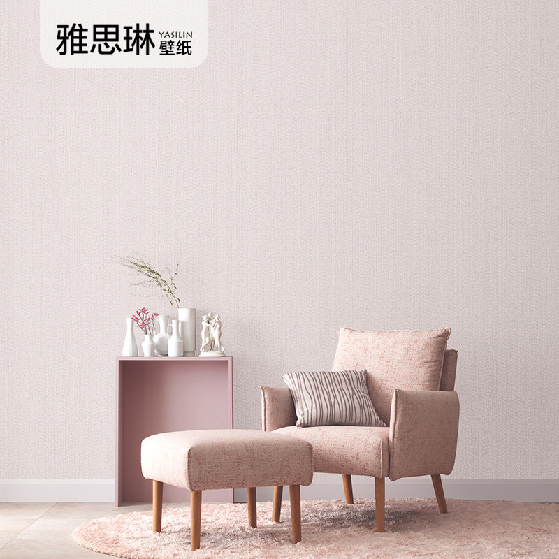 脏粉卡其色无纺布纹亚麻纯素色壁纸电视背景墙壁纸2026新款加厚