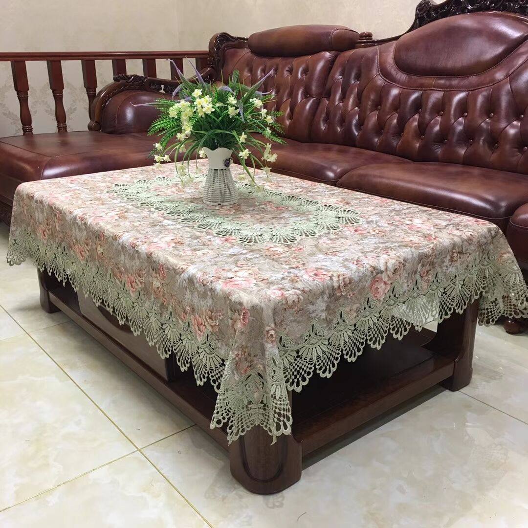 高档绣花桌布欧式田园圆桌餐桌旗蕾丝布艺镂空桌垫茶几台布椅套