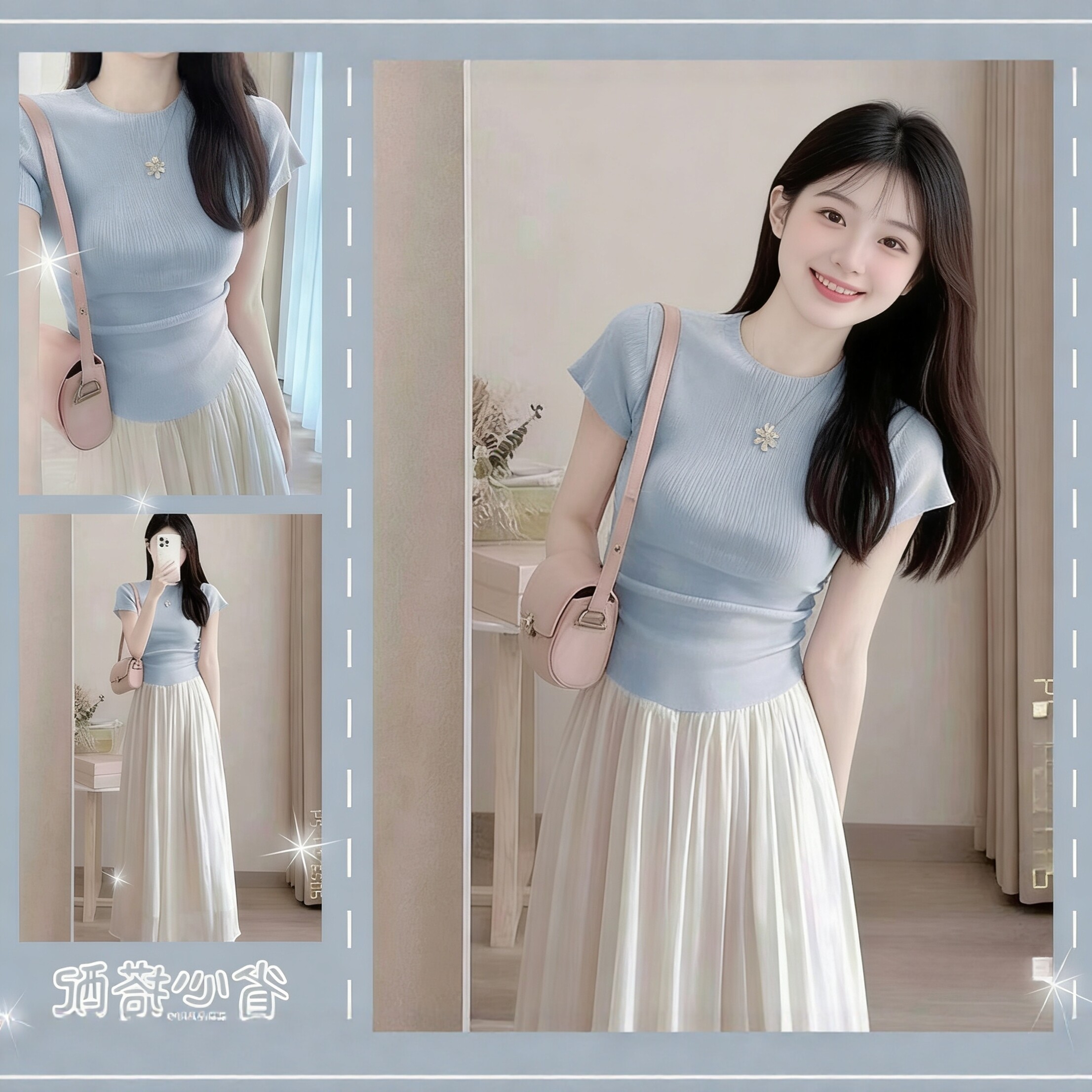 夏季2026茶系穿搭两件套小清新韩剧时尚漂亮小个子多巴胺套装裙子