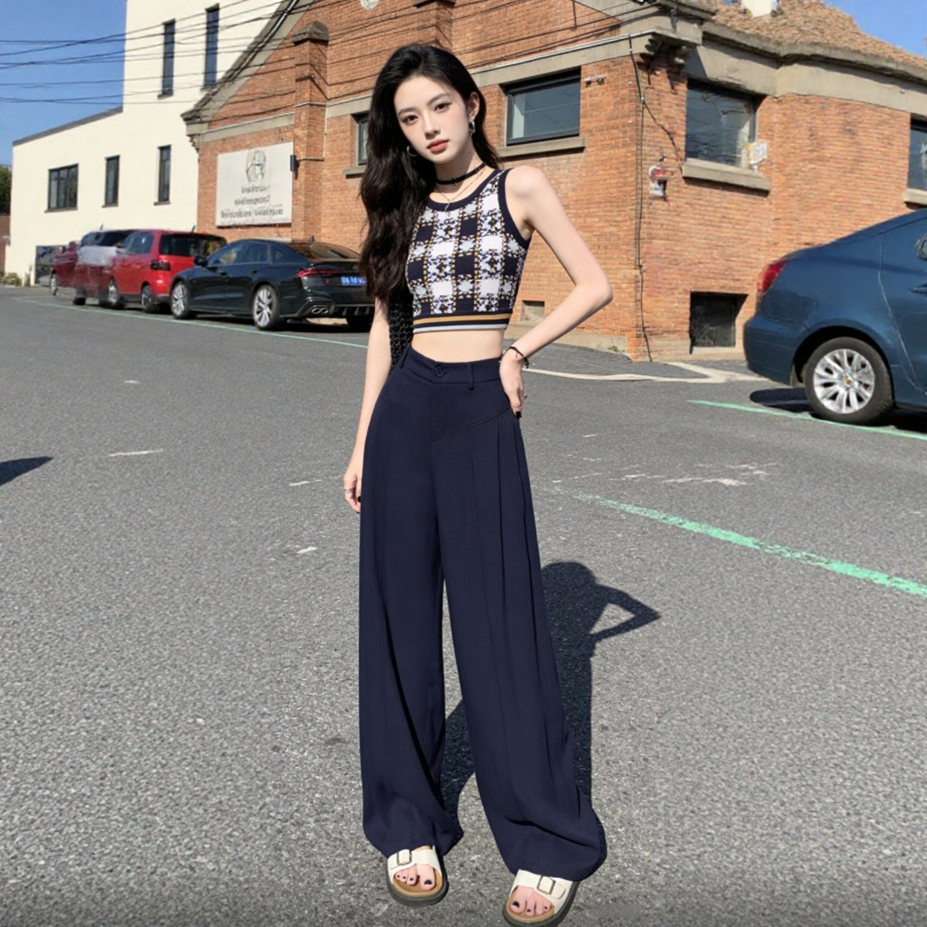 白色亚麻裤子女2026新款垂感老钱风夏季小个子直筒棉麻西装休闲裤