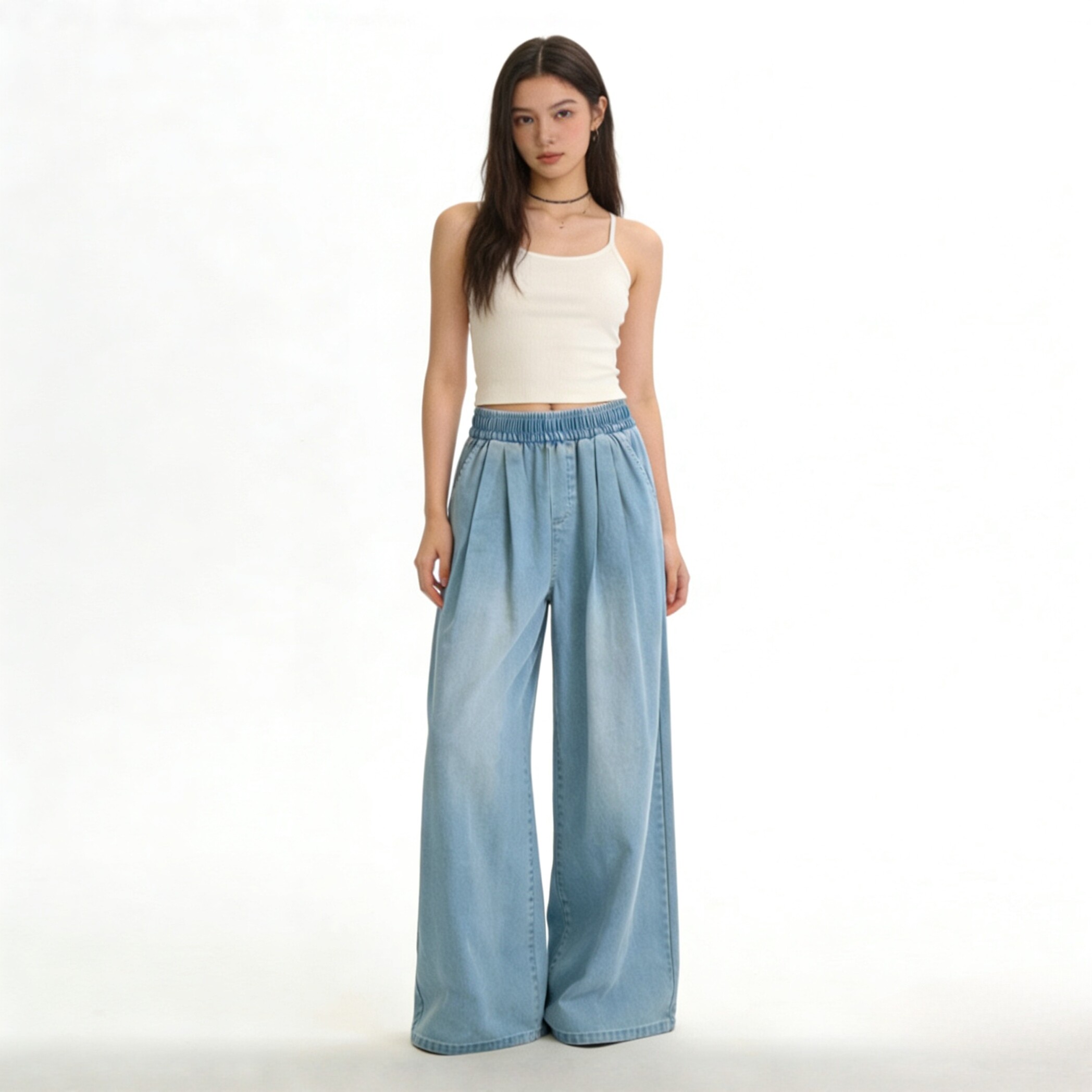 天丝牛仔裤女2026夏新款宽松大码胖mm垂感显瘦高腰休闲冰丝阔腿裤