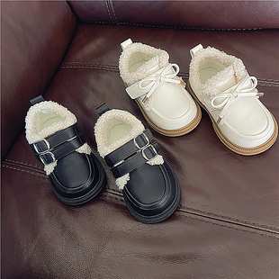 清仓不退换女童加绒小皮鞋小宝宝加棉保暖鞋儿童二棉童鞋翻毛短靴