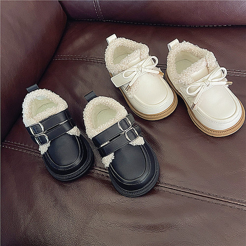 加棉女童皮鞋保暖加绒公主冬季