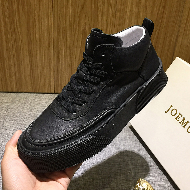 真皮厚底马丁靴男款高帮鞋复古黑色工装靴中帮皮鞋透气休闲板鞋子