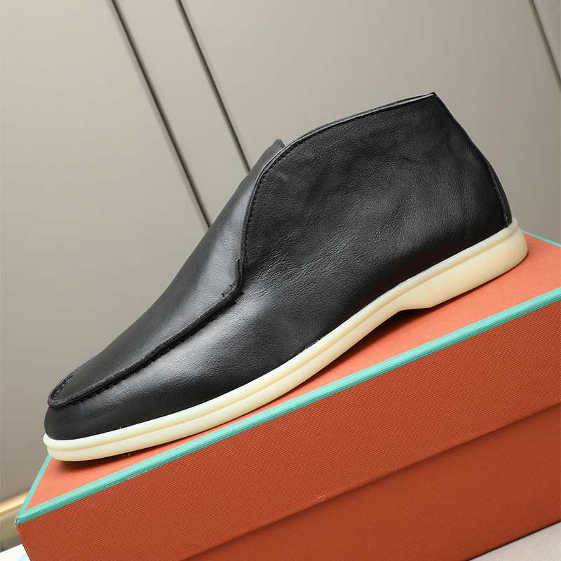 秋季新款头层牛皮中帮一脚蹬懒人鞋透气休闲英伦套脚板鞋驾车鞋子