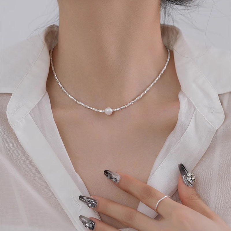 Alyce S999纯银碎银子珍珠项链女法式轻奢小众锁骨链ins爆款手链