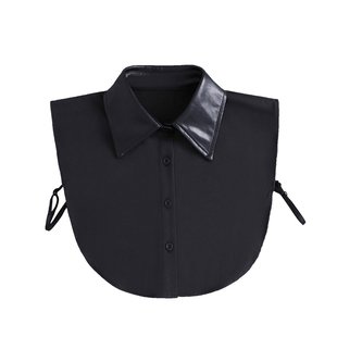 饰衬衫 假衣领装 领子皮衣领子潮搭 百搭时尚 黑色PU皮质假领子女韩版