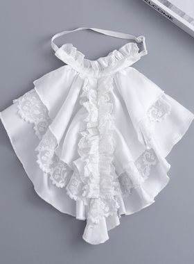 洛丽塔白色褶皱蕾丝衬衫领巾假领子动漫Cos脖饰装扮宫廷公主领花