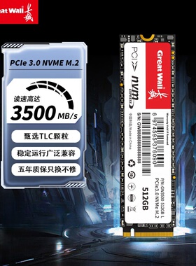 长城固态硬盘M.2接口NVMe协议512GB/1TB台式机笔记本缓存高速硬盘