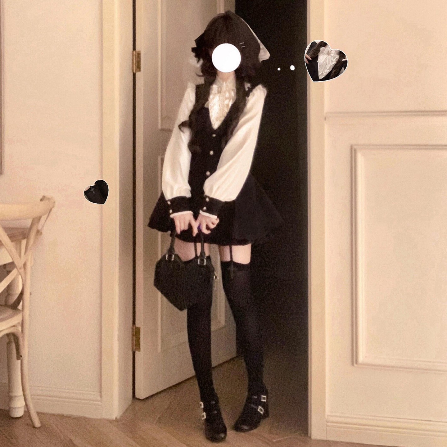 美萌衬衫+背带连衣裙+打底裤套装