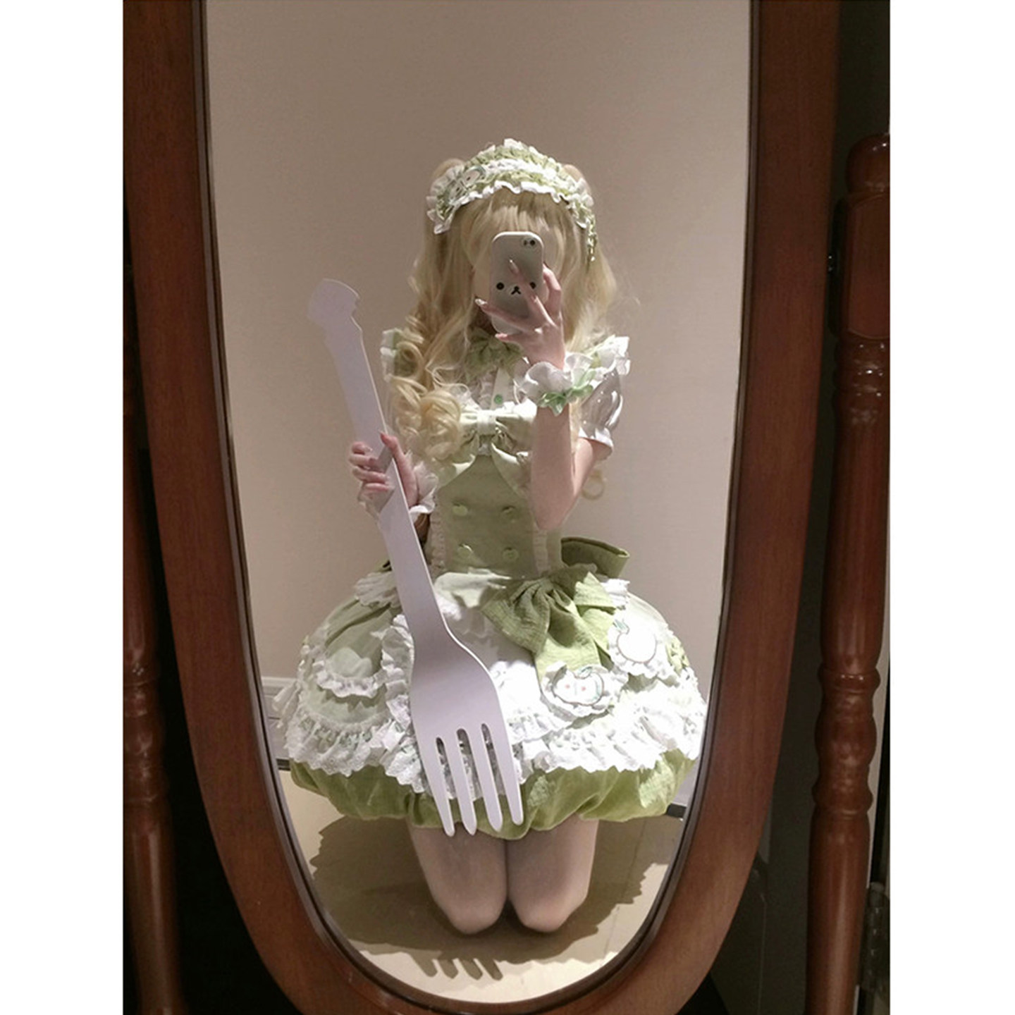 苹果挞红绿色Lolita连衣裙女日常图片