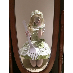 苹果挞红绿色Lolita连衣裙女日常洋装大拖尾在逃公主裙蓬蓬洛丽塔