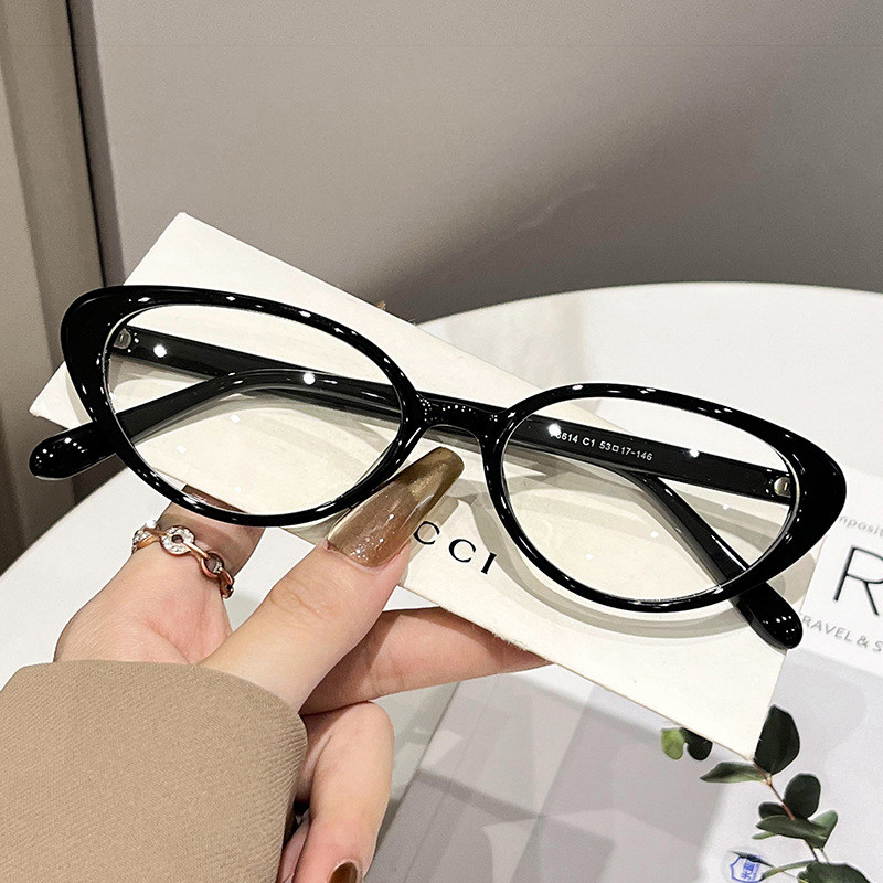 时尚复古椭圆小框近视眼镜男女通用TR90超轻防蓝光文艺简约黑色框