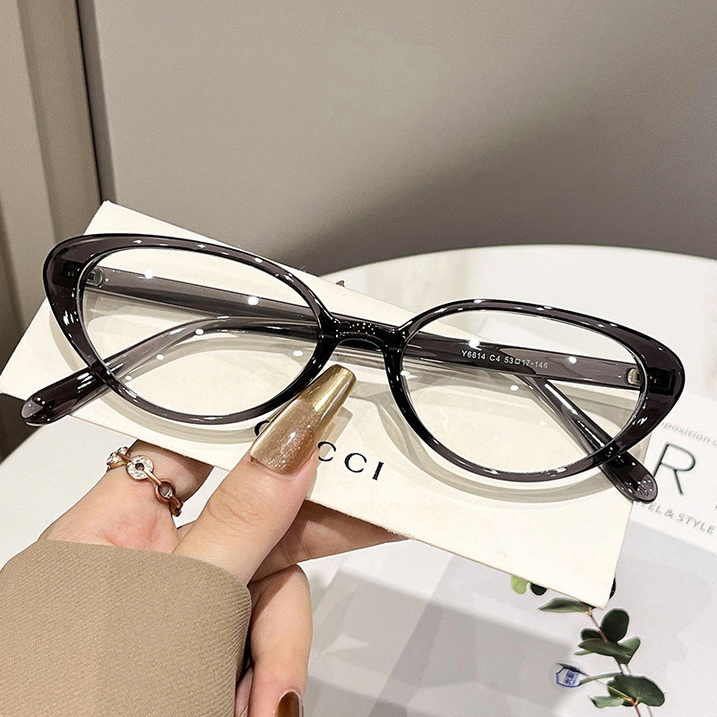 时尚复古椭圆小框近视眼镜男女通用TR90超轻防蓝光文艺简约灰色框