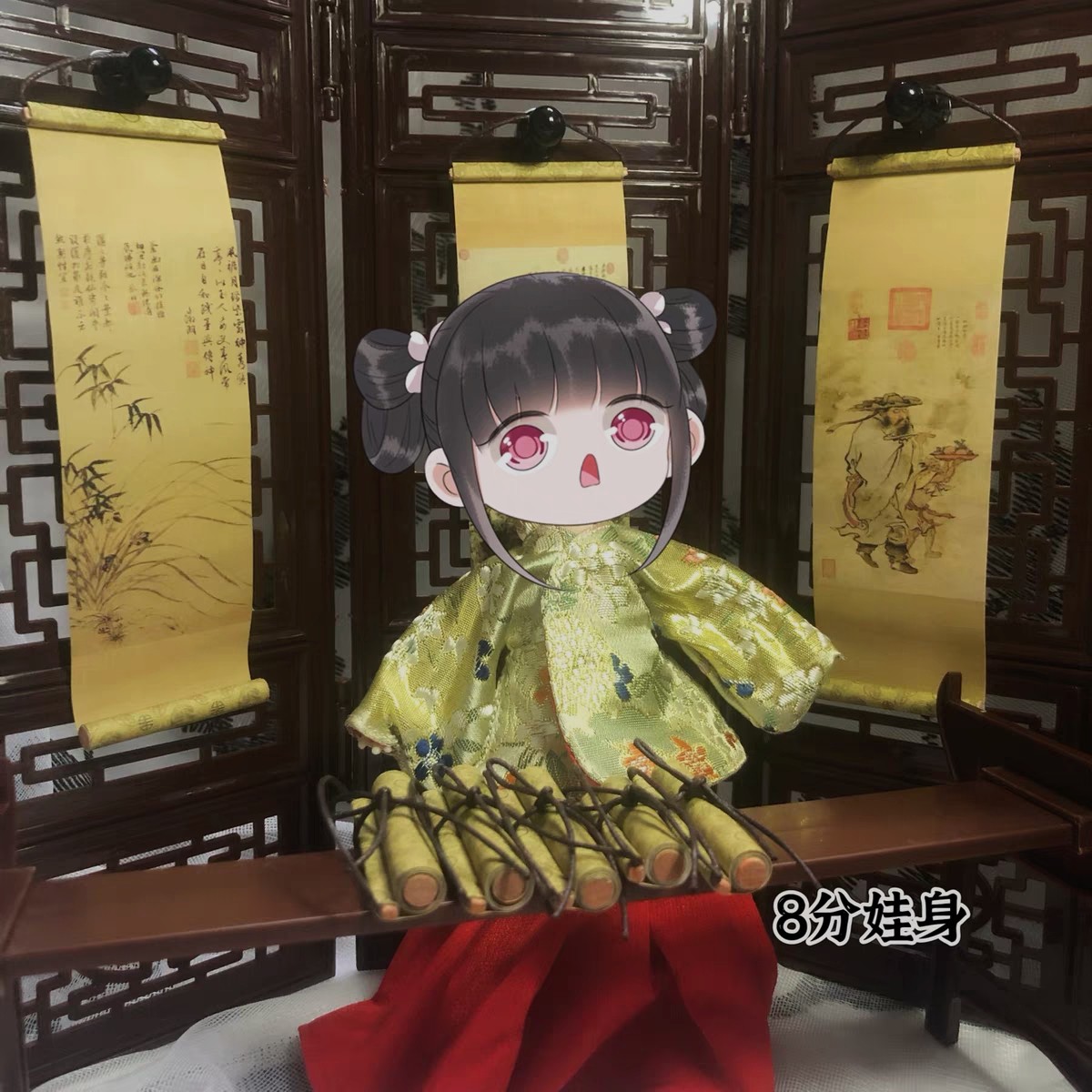 微缩古风迷你挂轴迷你小卷轴blythe 兵人bjd ob11古代画卷挂轴