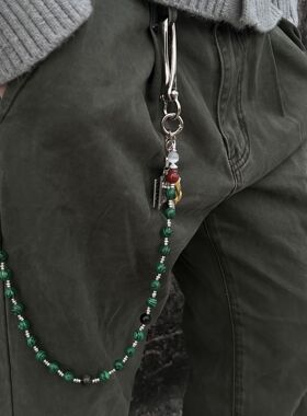 2025SS 小众原创 复古绿纯手工嘻哈挂链裤链ins穿搭腰链配饰男女