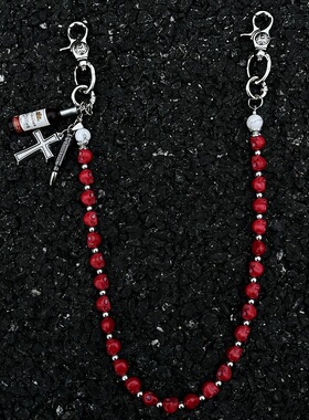 2025款小众穿搭原创红骷髅复古十字架裤链小众朋克街头腰链男大风