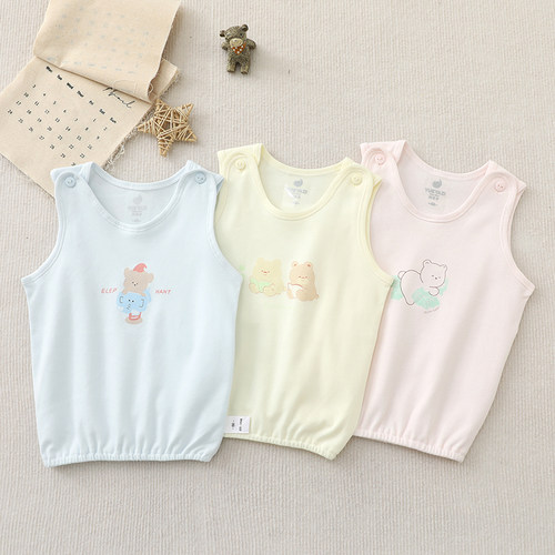 纯棉松紧背心新生儿打底内穿护肚