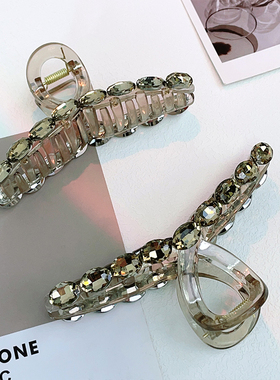 冷淡风冰透灰色满钻发夹高级感百搭水钻适合各种发量的鲨鱼夹抓夹