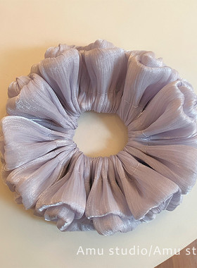 高级感紫色丝光大肠发圈女韩系甜美扎头发丸子头发绳头绳皮筋发饰