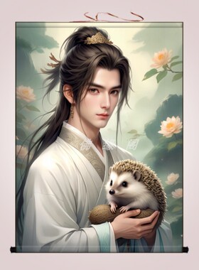 刺猬男像真身挂画招财家用装饰画