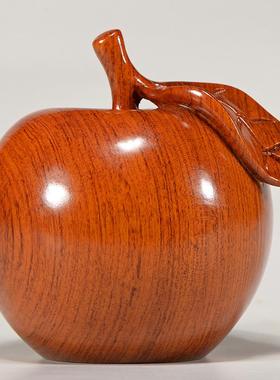 花梨实木雕刻苹果摆件檀木头根雕平安夜礼物红木质家居装饰工艺品