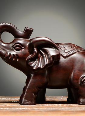 黑檀木雕大象摆件一对象实木木头小象客厅玄关家居装饰木质工艺品