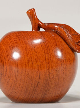 花梨实木雕刻苹果摆件檀木头根雕平安夜礼物红木质家居装饰工艺品