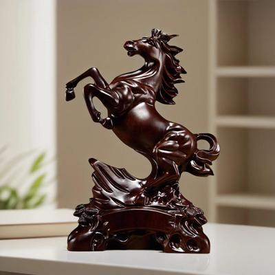 黑檀木雕马实木摆件十二生肖马红木工艺品家居客厅装饰开业送礼品