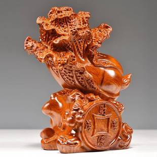 花梨木雕刻白菜摆件实木白菜家居客厅装 饰开业百财送礼红木工艺品