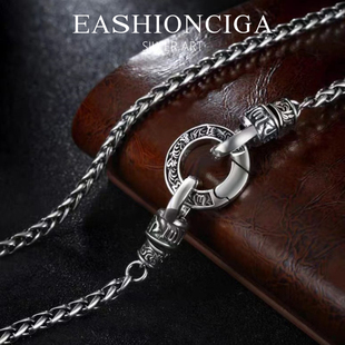 纯银六字真言万能扣龙骨项链男女民族风气质个性 复古毛衣链EXL390