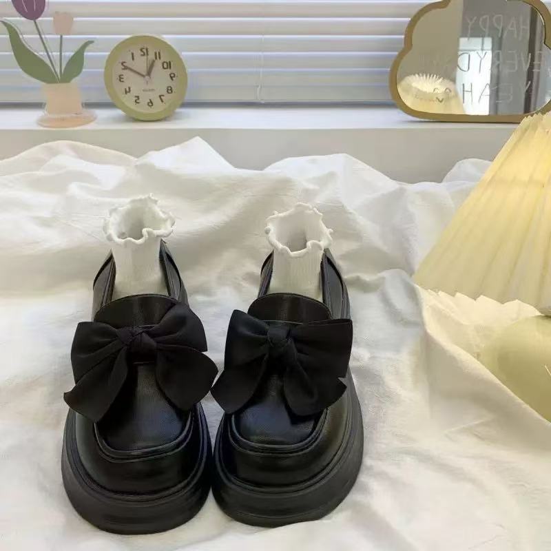 日系甜美蝴蝶结松糕鞋女2025新款春秋玛丽珍全包配裙子jk百搭单鞋
