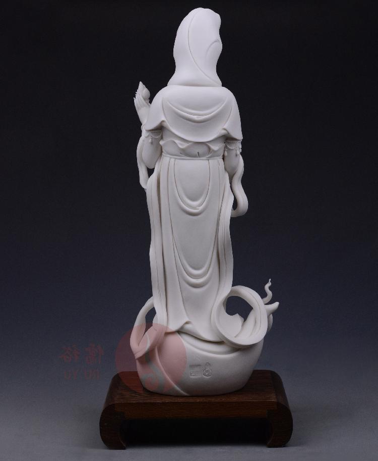 德化陶瓷佛像持莲观音菩萨白瓷佛像摆件工艺品收藏林吉祥手签