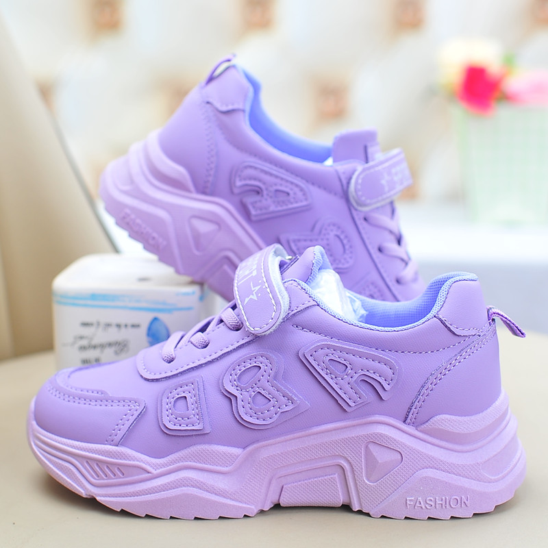 品牌儿童春季新款女童运动紫色单鞋2025跑步鞋学生旅游防滑老爹鞋