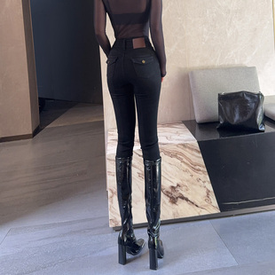 靴裤 女秋冬高腰显瘦提臀铅笔裤 黑色丰胯垫紧身牛仔小脚裤 杨杨