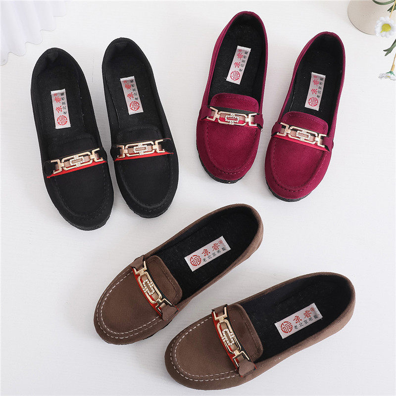 京睿2026年春夏新款妈妈鞋一脚蹬软底豆豆鞋平底女单鞋老北京布鞋,女鞋,传统布鞋,淘宝优惠券,粉丝福利购,淘宝优惠卷