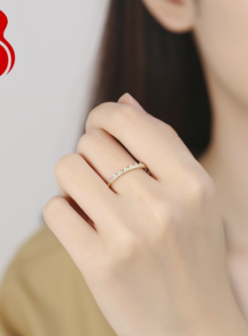 纯银镶钻活口指环礼物首饰品