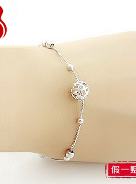 s925纯银手链女镂空玲珑球圆珠子