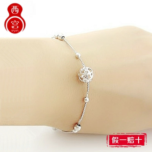 s925纯银手链女镂空玲珑球圆珠子甜美镀白金手饰韩版生日礼物饰品