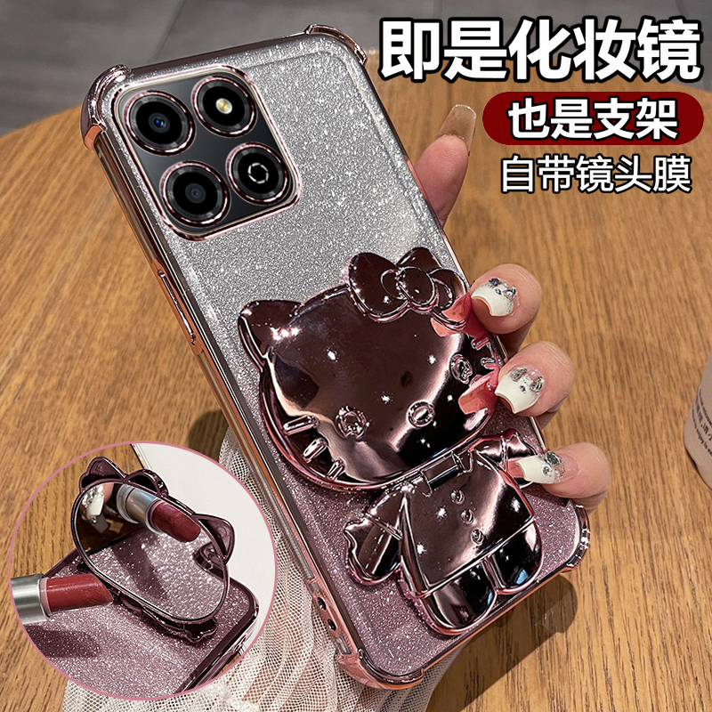 适用华为荣耀x6c手机壳honorx6c透明保护软硅胶套NIC一LX2全包防摔honor国际海外版可爱女卡通带支架镜子新款