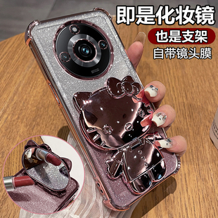 适用真我11pro十手机壳realme11por透明RMX3740保护硅胶套3770全包防摔软壳3751可爱女加oppo卡通带支架镜子