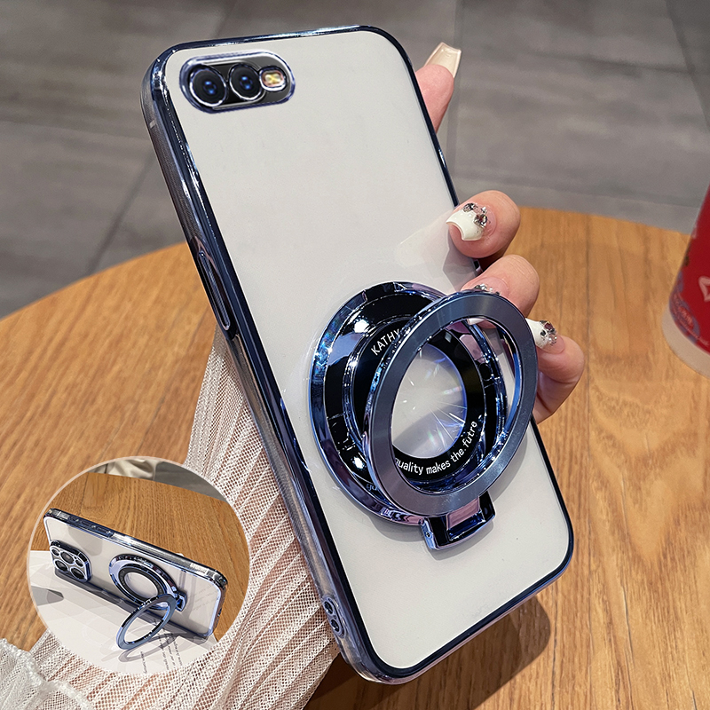 oppok1硅胶透明电镀手机壳带支架