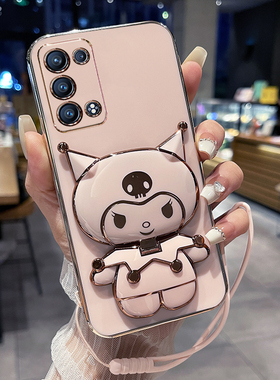 适用opporeno6pro十手机壳reno6por保护5G硅胶套oppo全包防摔opreno软壳oppreno可爱卡通女潮proplus加带镜子