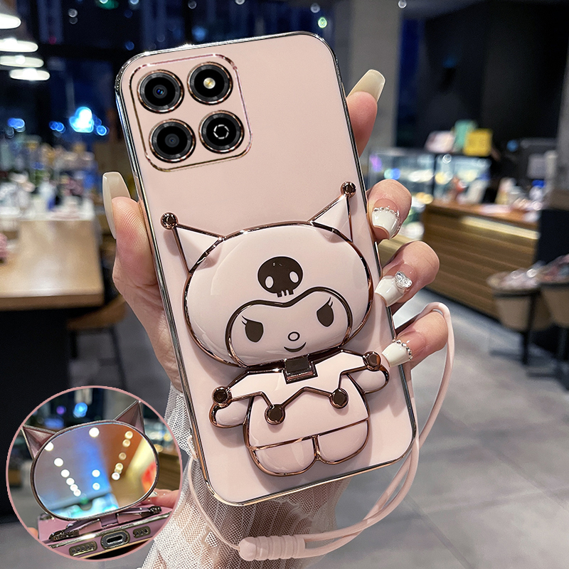 适用华为荣耀x6c手机壳honorx6c保护硅胶套NIC一LX2全包防摔软壳honor可爱库洛米国际海外版女卡通带支架镜子