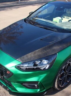 适用于福特19款新福克斯STline改装碳纤维开孔机盖 引擎盖 小包围