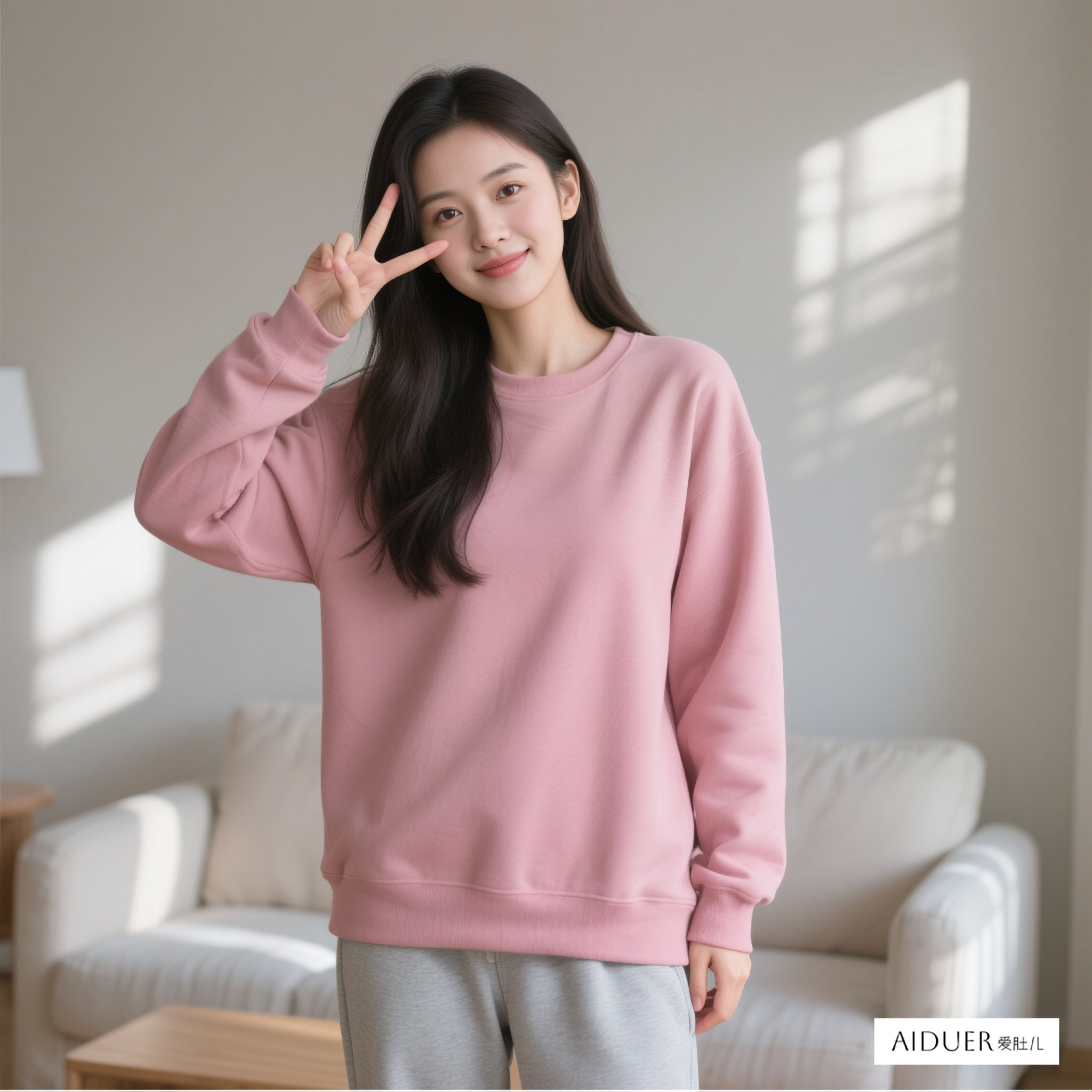 加绒粉色可爱加长款哺乳期上衣外出辣妈秋季外穿秋冬款秋冬季卫衣