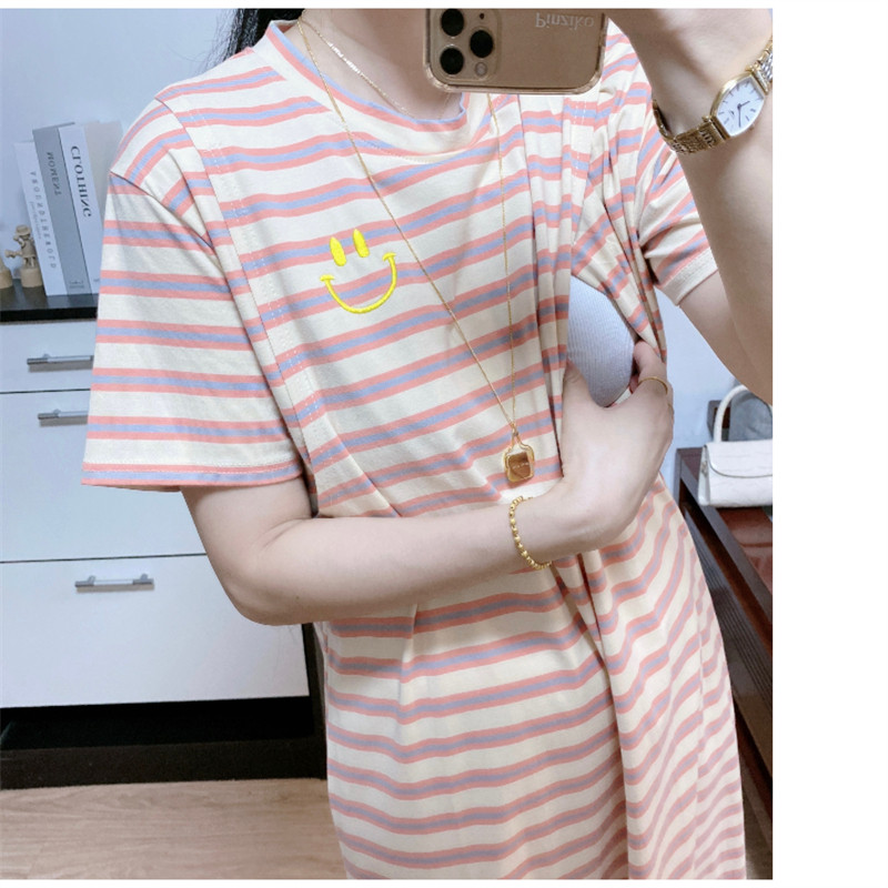 哺乳连衣裙夏季大码胖mm女装外出辣妈期潮妈外穿夏装夏天短袖裙子